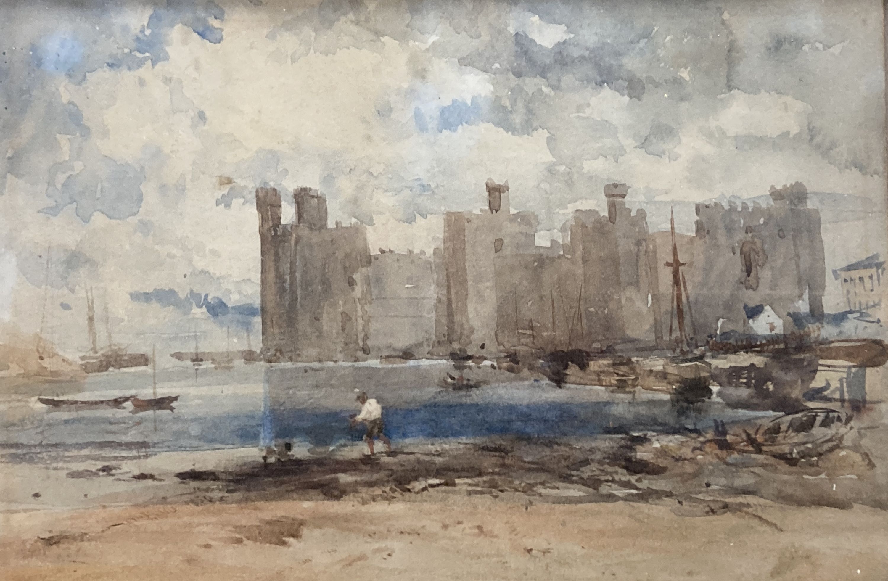 19th century English School, watercolour, View on Conway Castle, indistinctly signed and dated 1850, 16 x 24cm